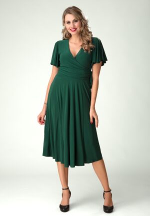Topvintage exclusive ~ Irene Cross Over swing jurk in bosgroen