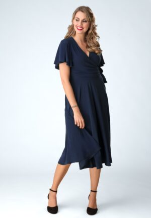 Topvintage exclusive ~ Irene Cross Over swing jurk in marineblauw