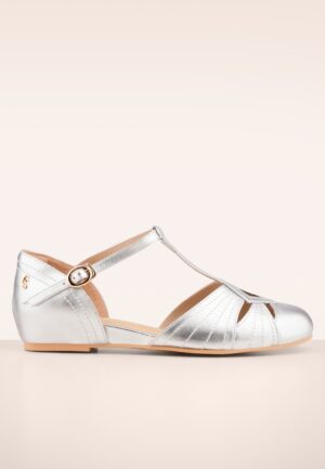 London t-strap flats in zilver