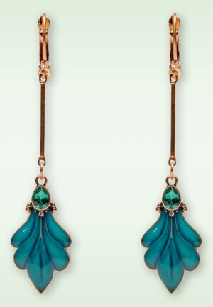 Peacock Feather Drop oorbellen in teal