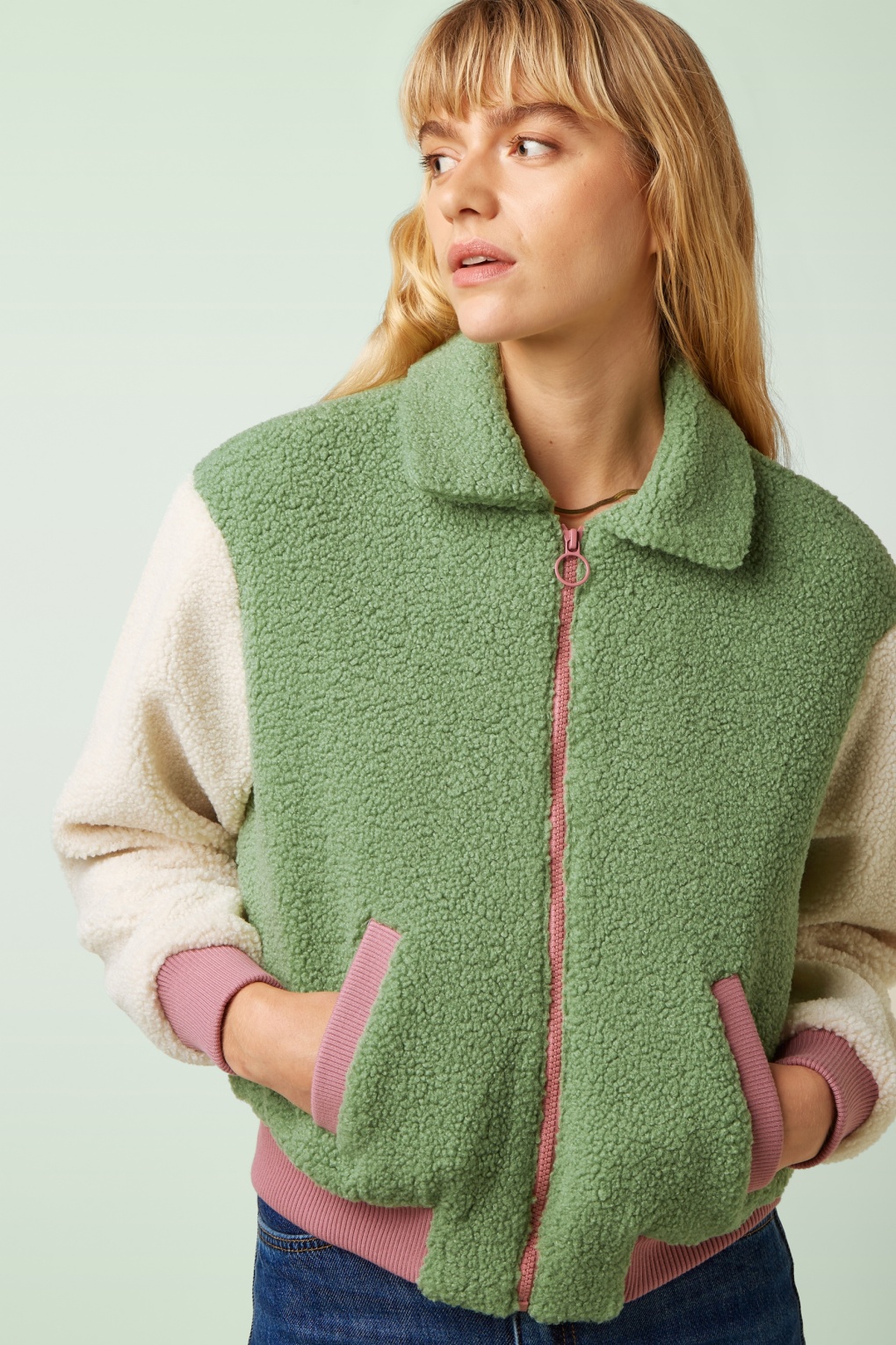 Fay Teddy jacket in shade groen