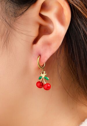 Cherry Hoop oorbellen in goud