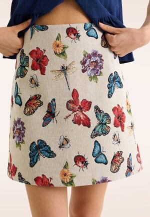 Aubin Flutter jacquard mini rok in crème