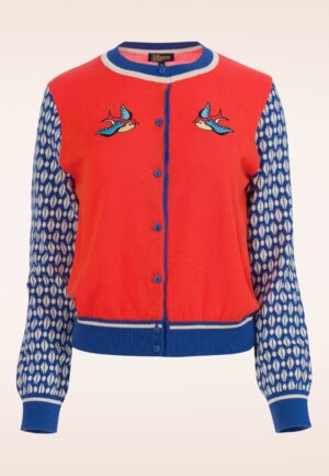 Emma Swallow cardigan in rood en blauw