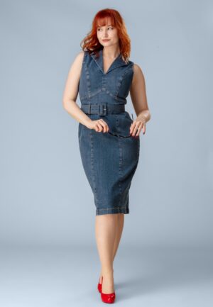 Topvintage exclusive ~ Dianne pencil in middenblauw