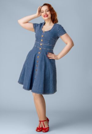 Topvintage exclusive ~ Darcy swing dress in middenblauw