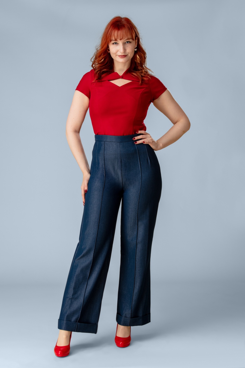 Topvintage exclusive ~ Alma pantalon in blauw