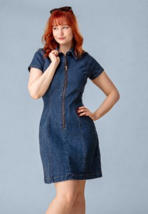 Topvintage exclusive ~ Billy A-lijn jurk in midden blauw