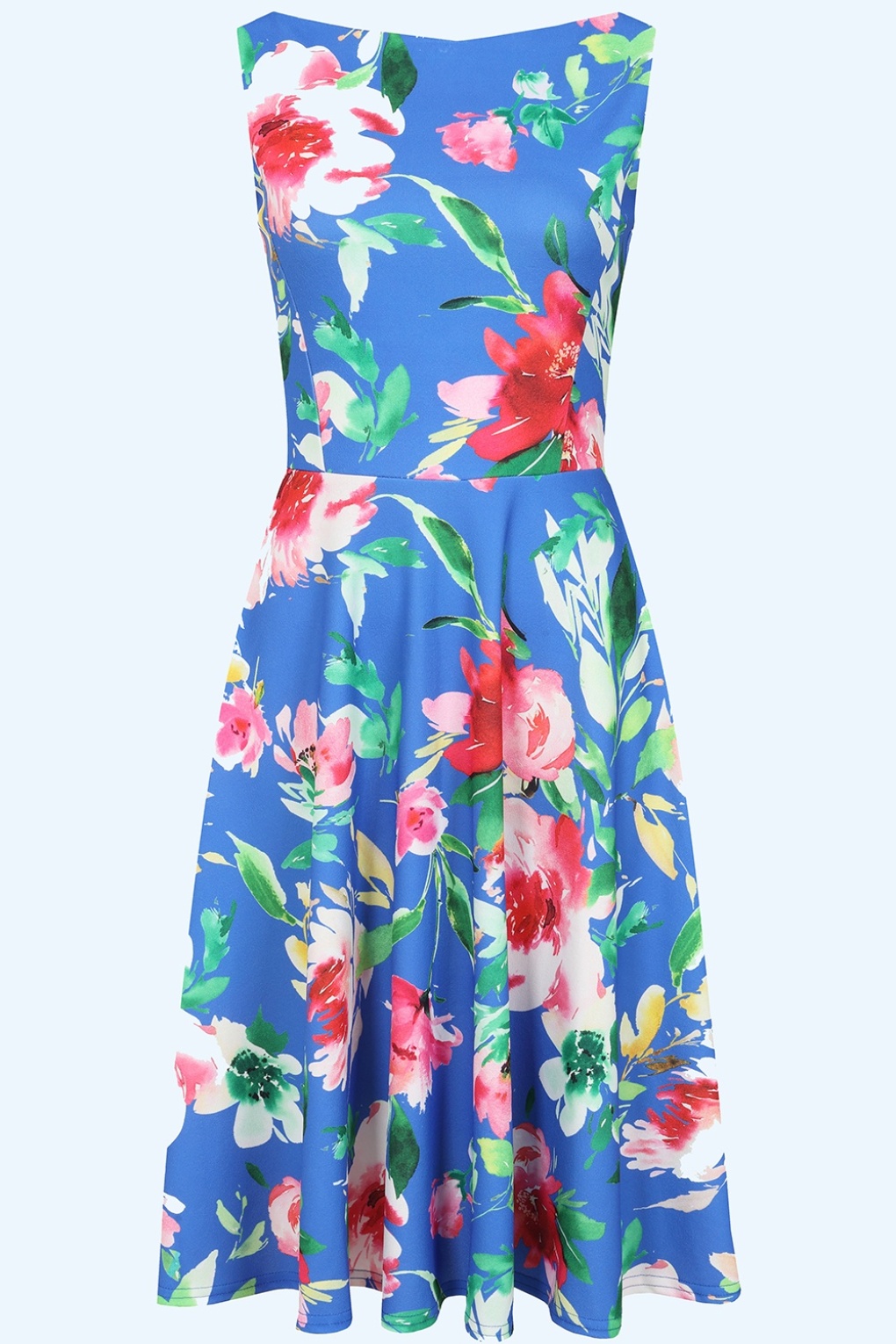 Topvintage Exclusive ~ Cindi Floral swing jurk in kobaltblauw