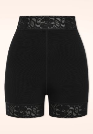 Topvintage exclusive ~ Belle Form High-Waist Lace shaping shorts in zwart