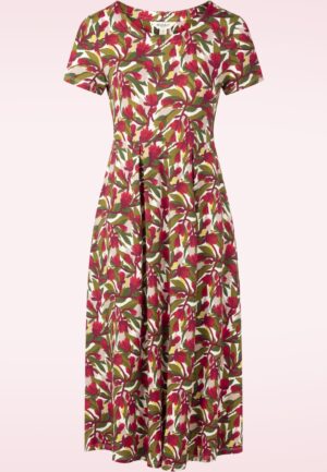 Veronica katoenen jurk in Abstract Protea Chalk