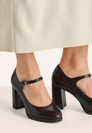 Maddy vegan lak pumps in croco bruin