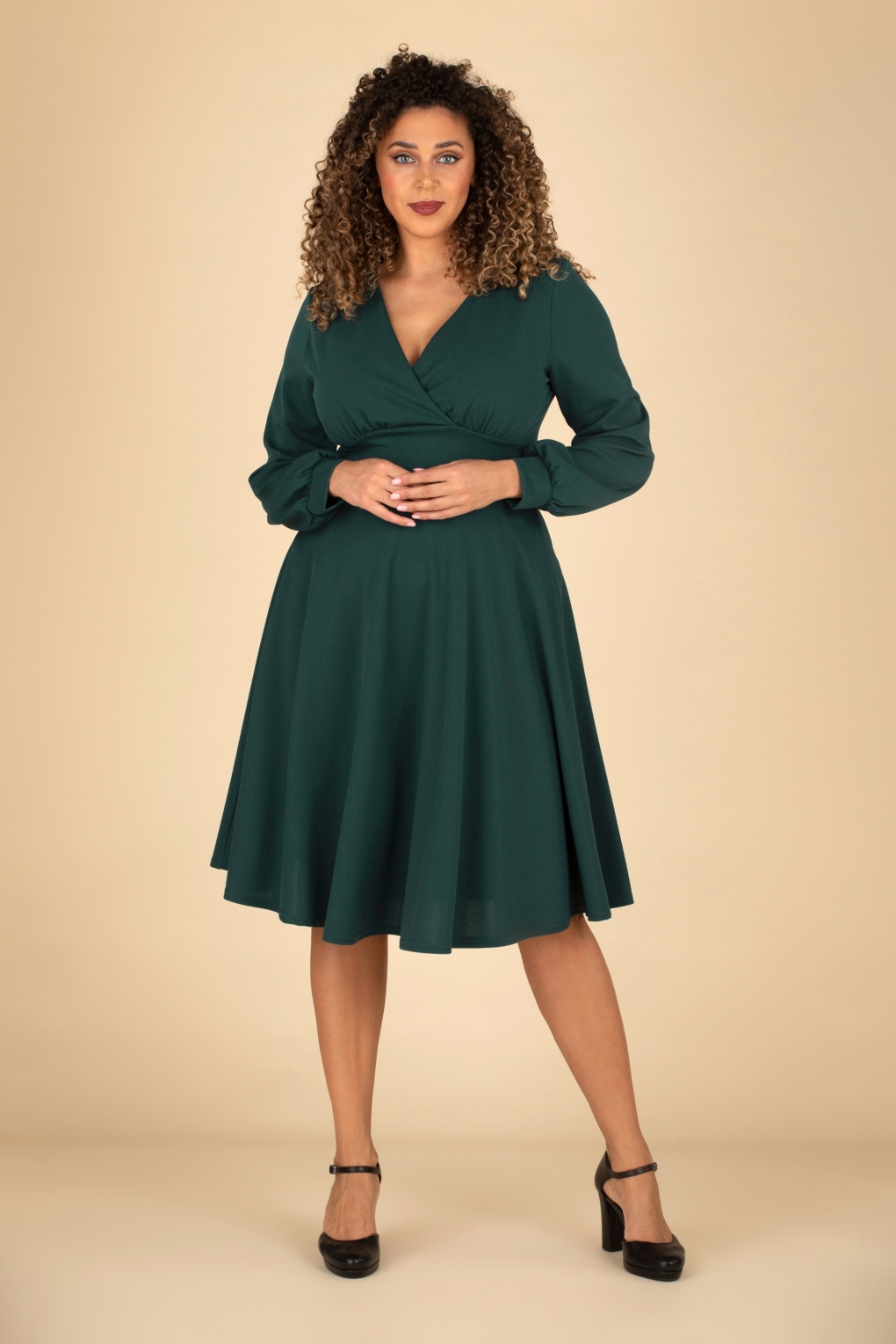 Topvintage exclusive ~ Helaine swingjurk in bosgroen