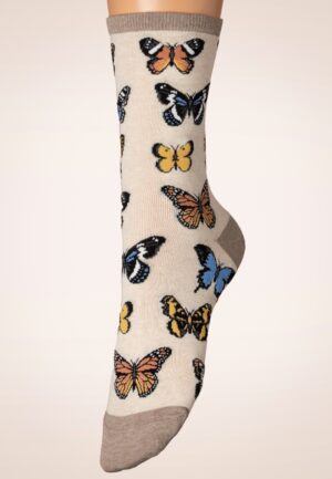 Majestic Butterflies sokken in beige