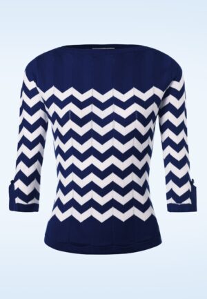 Vanilletop in marineblauw en wit