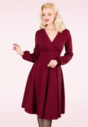Topvintage exclusive ~ Helaine swingjurk in wijnrood