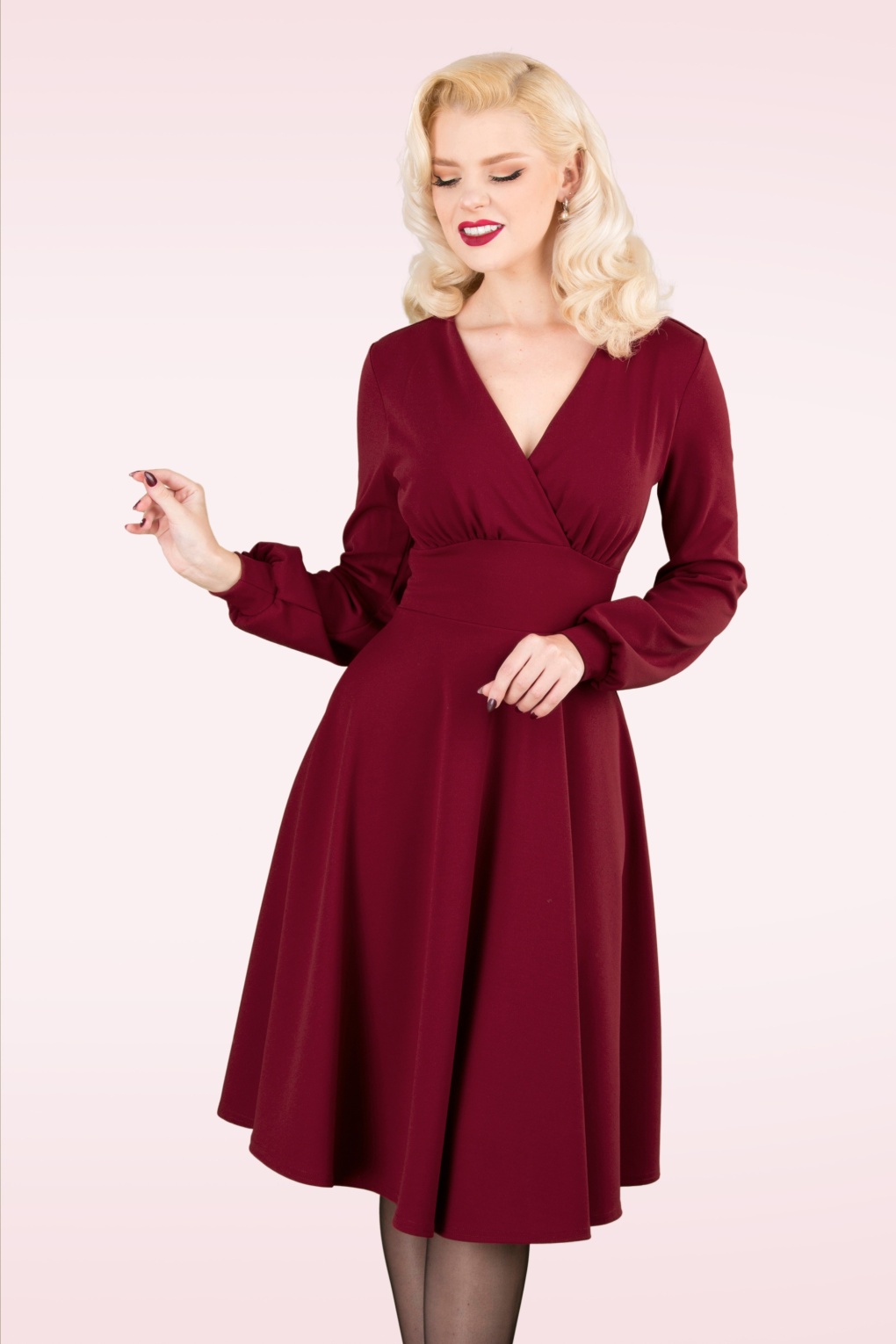Topvintage exclusive ~ Helaine swingjurk in wijnrood