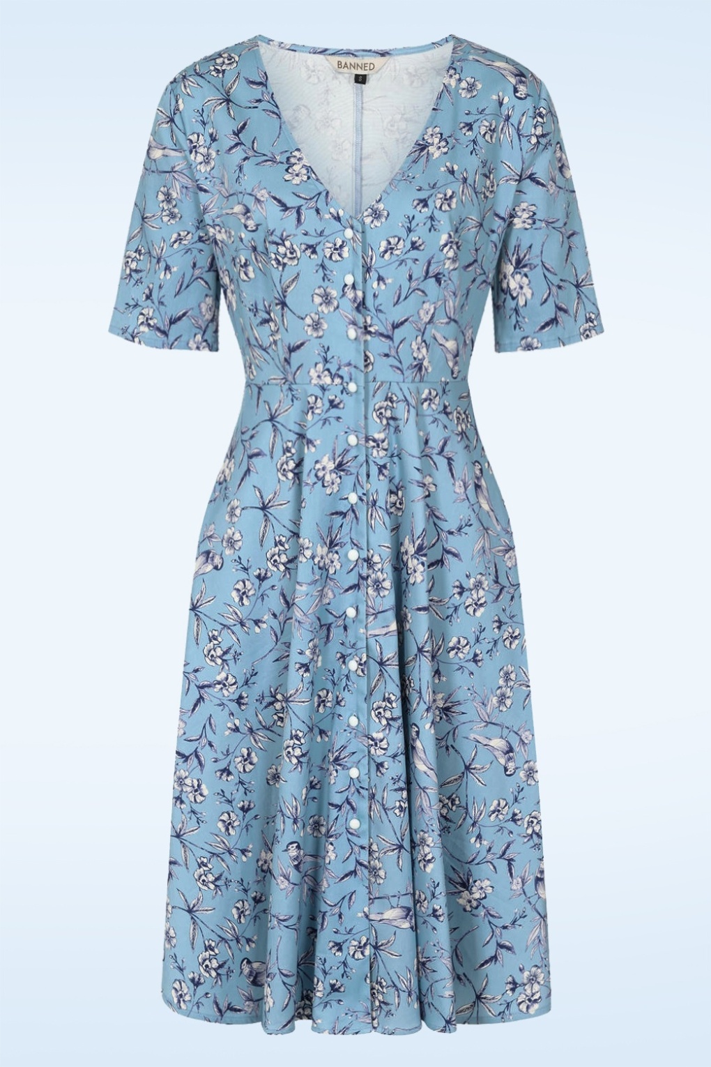 Emilia Toile swing jurk in lichtblauw