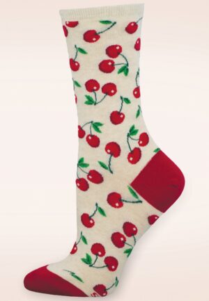 Absolutely Cherry sokken in crème en rood