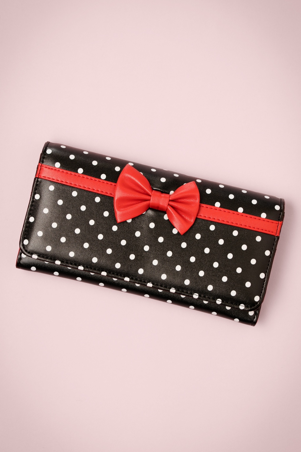 Carla Bow Polka portemonnee in zwart en rood