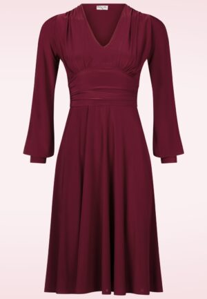 Topvintage exclusive ~ Chanti slinky swing jurk in wijnrood