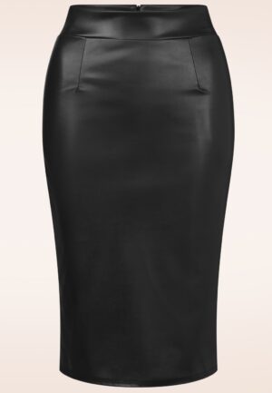 Topvintage exclusive ~ Lena lederlook pencil rok in zwart