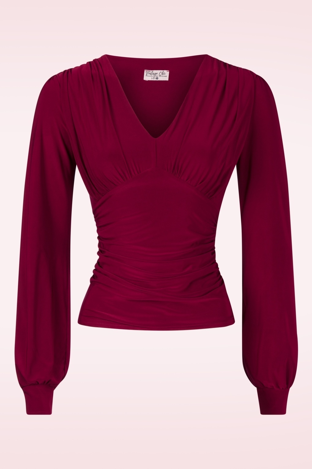 Topvintage exclusive ~Abigail top met lange mouwen in wijnrood