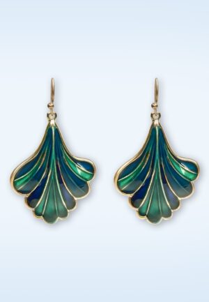 Ginko Leaf oorbellen in blauw en groen