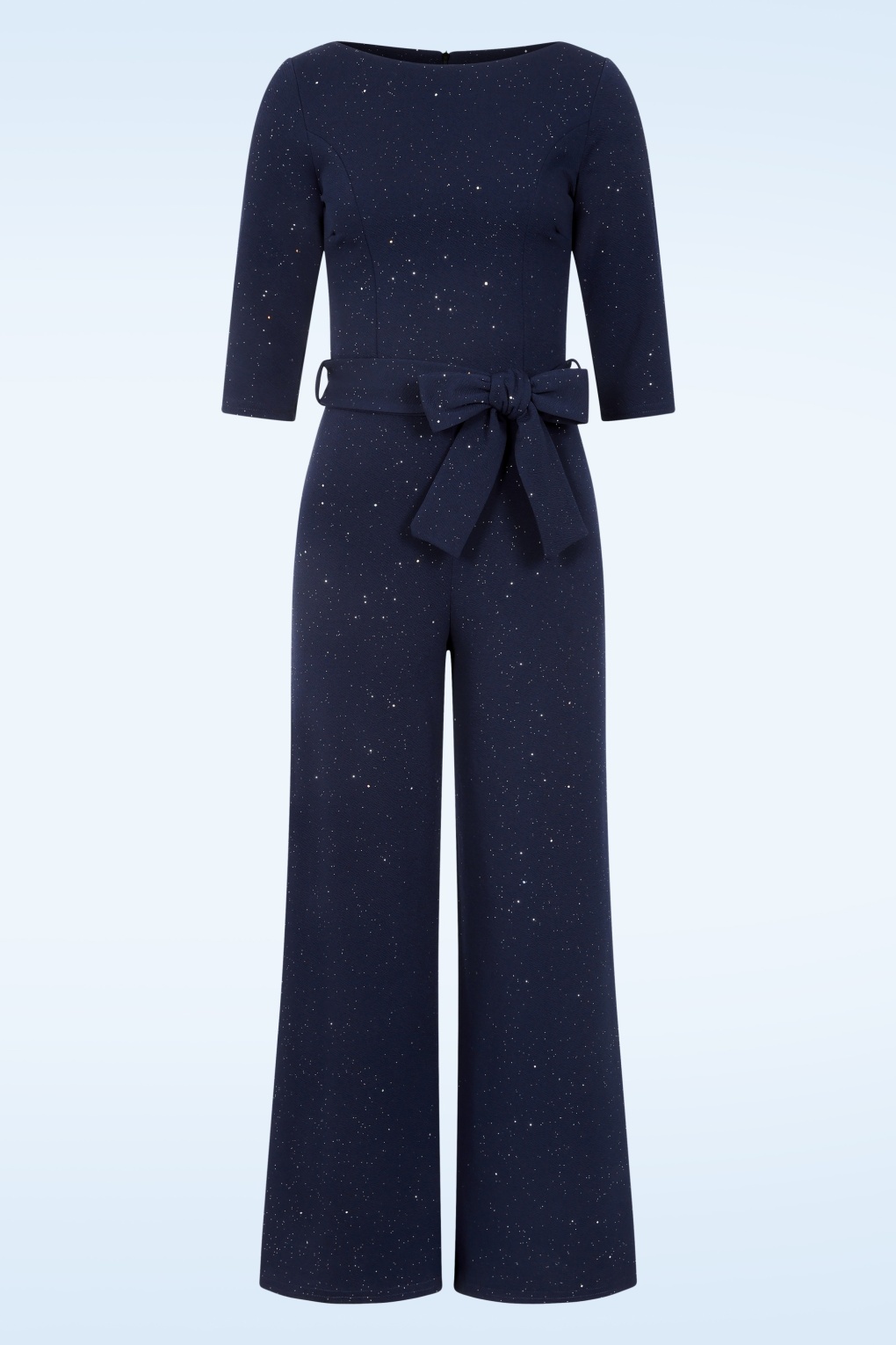Topvintage exclusive ~ Irina glitter jumpsuit in marineblauw