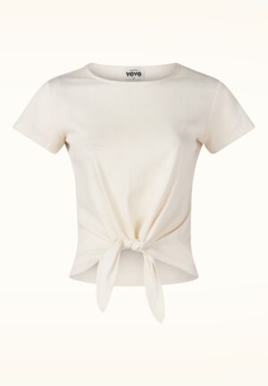 Floral Sky Daisies katoenen top in gebroken wit