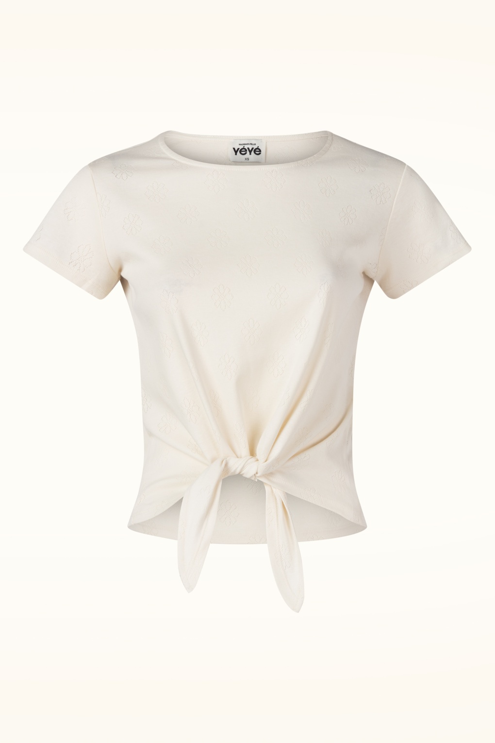 Floral Sky Daisies katoenen top in gebroken wit