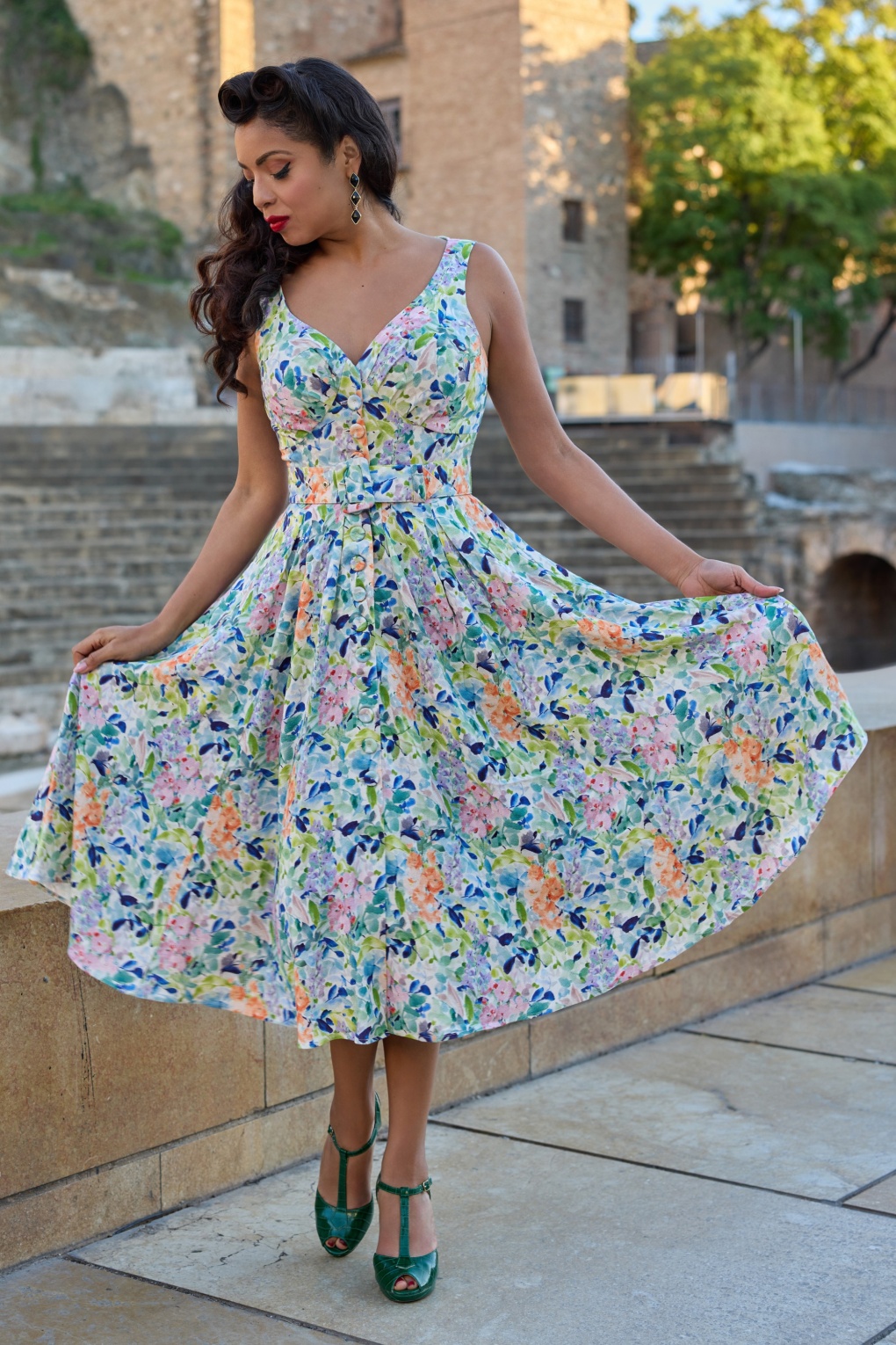 Audrey Floria swing jurk in multi
