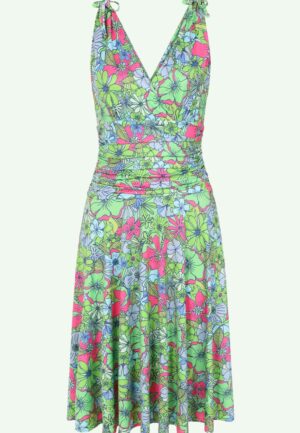 Topvintage Exclusive ~ Grecian Floral jurk in groen en multi