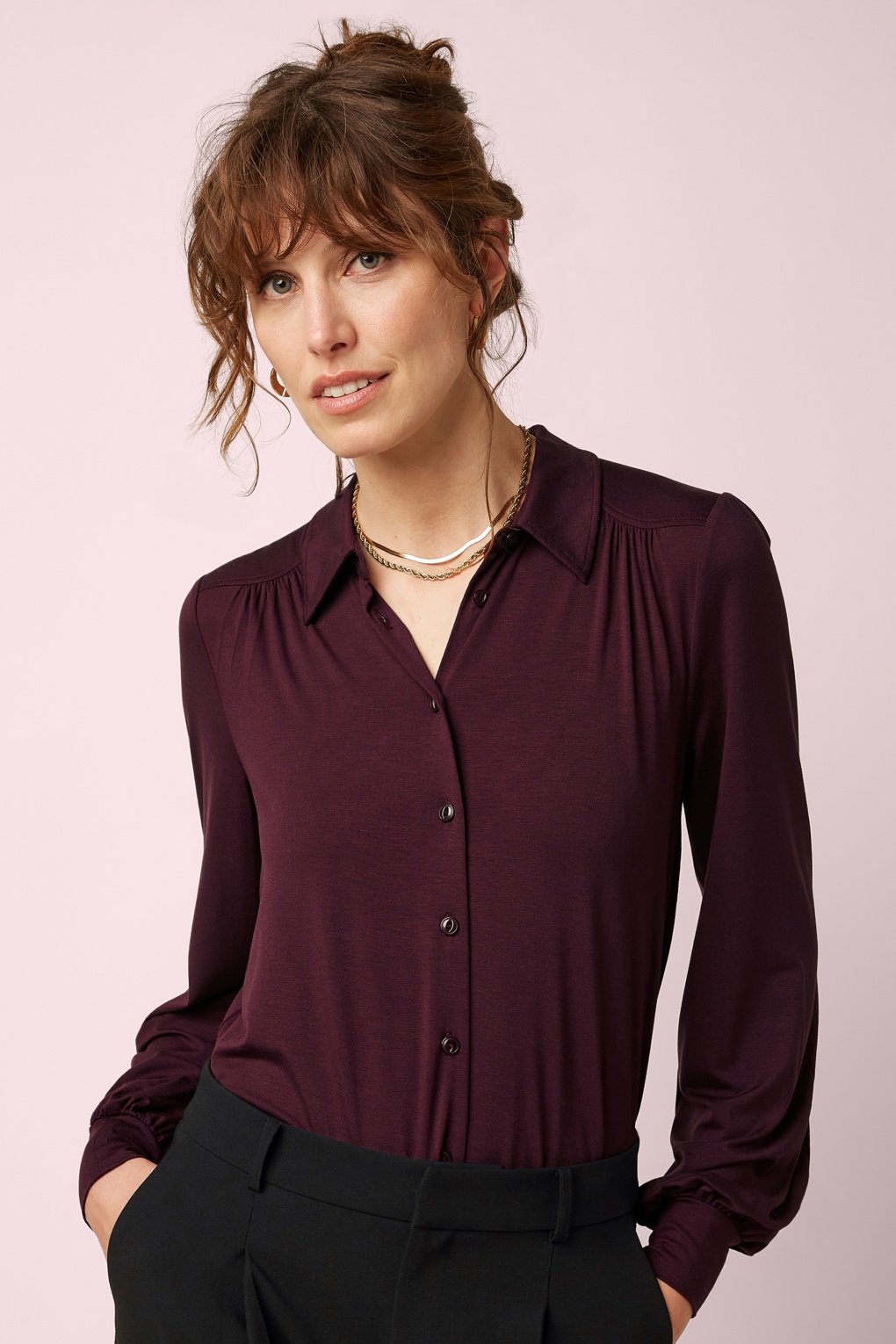 Carina Viscose Light blouse in porto rood