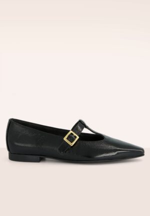 Camille Pointed flats van lakleder in zwart
