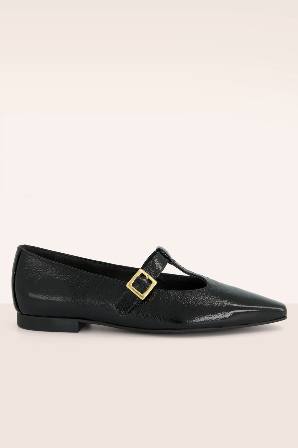 Camille Pointed flats van lakleder in zwart