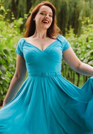 Topvintage exclusive ~ Marilyn swing jurk in hemelsblauw