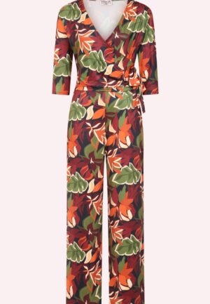 Topvintage exclusive ~ Leida Leaf Print jumpsuit in multi