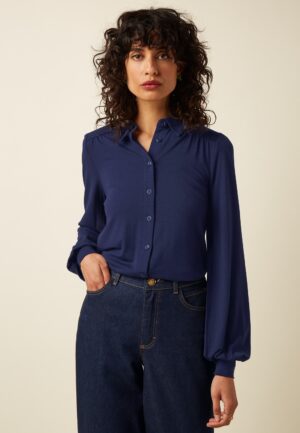 Carina Tulum blouse in inktblauw