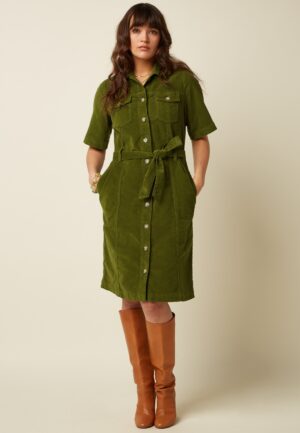 Kate Baby Cord jurk in posey groen